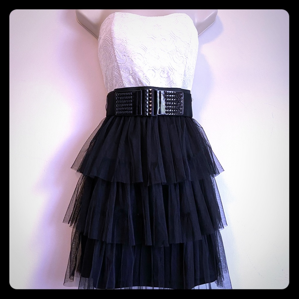 White and black tutu party dress